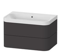 Duravit Happy D.2 Plus c-shaped Set suspendu, 775x490mm, 2 tiroirs, sans trou pour robinetterie, HP4347N8080, Couleur: Décor graphite super mat