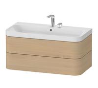 Duravit Happy D.2 Plus c-shaped Set suspendu, 975x490mm, 2 tiroirs, 2 trous pour robinetterie, HP4348E7171, Couleur: Placage chêne méditerranéen en bois véritable