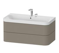 Duravit Happy D.2 Plus c-shaped Set suspendu, 975x490mm, 2 tiroirs, 2 trous pour robinetterie, HP4348E9292, Couleur: Gris pierre Vernis satiné mat Soie
