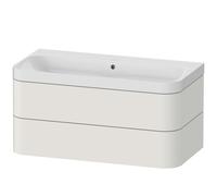 Duravit Happy D.2 Plus c-shaped Set suspendu, 975x490mm, 2 tiroirs, sans trou pour robinetterie, HP4348N3939, Couleur: Laque mate en soie Nordic White