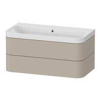 Duravit Vasque à poser Happy D.2 Plus HP4348N6060 97,5 x 49 cm taupe satiné 2 tiroirs sans trou