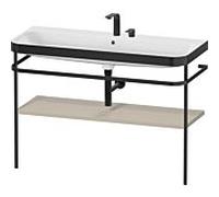 Duravit Happy D.2 Plus combinaison de vanité HP4739E60600000 117,5x49cm, avec console en métal, 2 trous pour robinetterie, finition satinée taupe