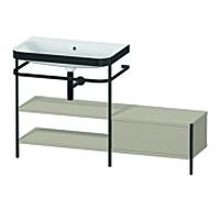 Duravit Happy D.2 Plus combinaison lavabo HP4752N6060 140 x 49 cm, sans trou pour robinetterie, finition taupe satiné, avec console en métal
