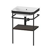Duravit Happy D.2 Plus combinaison lavabo pour meuble HP4735N6969 57,5 x 49 cm, sans trou pour robinetterie, noyer brossé, avec console en métal