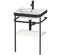 Duravit Happy D.2 Plus combinaison lavabo pour meuble HP4735O2222 57,5 x 49 cm, trou pour robinetterie 2000 , blanc brillant, avec console en métal