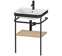 Duravit Happy D.2 Plus combinaison lavabo pour meuble HP4735O7171 57,5 x 49 cm, 1 trou pour robinetterie, chêne méditerranéen, avec console en métal