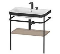 Duravit Happy D.2 Plus c-bonded Set avec console métallique, 775x490mm, 2 trous pour robinets, HP4737E7575, Couleur: Décor en lin
