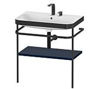 Duravit Happy D.2 Plus combinaison lavabo pour meuble HP4737E9898 77,5 x 49 cm, 2 trous pour robinetterie, finition satinée bleu nuit, avec console en métal