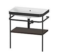 Duravit Happy D.2 Plus combinaison lavabo pour meuble HP4737N6969 77,5 x 49 cm, sans trou pour robinetterie, noyer brossé, avec console en métal