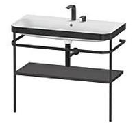 Duravit Happy D.2 Plus combinaison lavabo pour meuble HP4738E8080 97,5 x 49 cm, 2 trous pour robinetterie, graphite super mat, avec console en métal