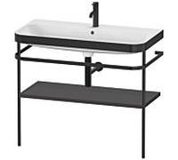 Duravit Happy D.2 Plus combinaison lavabo pour meuble HP4738O8080 97,5 x 49 cm, trou pour robinetterie 2000 , graphite super mat, avec console en métal