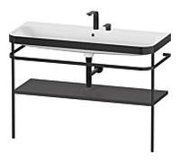 Duravit Happy D.2 Plus combinaison lavabo pour meuble HP4739E80800000 117,5x49cm, avec console en métal, 2 trous pour robinetterie, graphite super mat