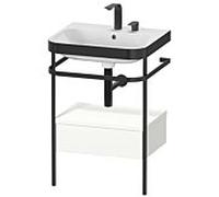 Duravit Happy D.2 Plus combinaison lavabo pour meuble HP4740E3636 57,5 x 49 cm, 2 trous pour robinetterie, blanc , avec console en métal