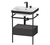 Duravit Set Happy D.2 Plus c-bonded 575x490mm, console métallique & tiroir, graphite super mat