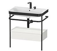 Duravit Happy D.2 Plus combinaison lavabo pour meuble HP4742E3939 77,5 x 49 cm, 2 trous pour robinetterie, nordic blanc , avec console en métal