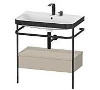 Duravit Happy D.2 Plus combinaison lavabo pour meuble HP4742E6060 77,5 x 49 cm, 2 trous pour robinetterie, finition taupe satiné, avec console en métal