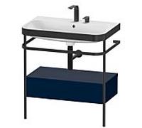 Duravit Happy D.2 Plus combinaison lavabo pour meuble HP4742E9898 77,5 x 49 cm, 2 trous pour robinetterie, finition satinée bleu nuit, avec console en métal