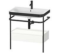 Set Meuble Salle De Bain Duravit Happy D.2 Plus Lavabo 1 trou, Console métallique c-bonded, 1 tiroir 775mm Blanc Satiné HP4742O3636