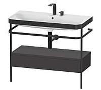 Duravit Happy D.2 Plus combinaison lavabo pour meuble HP4743E8080 97,5 x 49 cm, 2 trous pour robinetterie, graphite super mat, avec console en métal