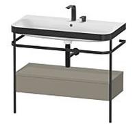 Duravit Happy D.2 Plus c-bonded Set avec console métallique et tiroir, 975x490mm, 2 trous pour robinetterie, HP4743E9292, Couleur: Gris pierre Vernis satiné mat Soie