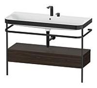 Duravit Happy D.2 Plus combinaison lavabo pour meuble HP4744E69690000 117,5x49cm, avec console en métal, 2 trous pour robinetterie, noyer brossé