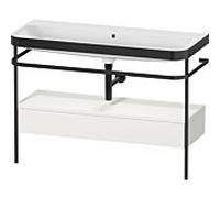Duravit Happy D.2 Plus combinaison lavabo pour meuble HP4744N39390000 117,5x49cm, avec console en métal, sans trou pour robinet, nordic blanc mat