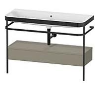 Duravit Happy D.2 Plus combinaison lavabo pour meuble HP4744N92920000 117,5x49cm, avec console en métal, sans trou pour robinetterie, finition satinée gris pierre