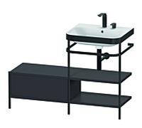 Duravit Happy D.2 Plus combinaison lavabo pour meuble HP4745E8080 120 x 49 cm, 2 trous pour robinetterie, graphite super mat, avec console en métal