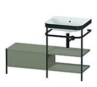 Duravit Happy D.2 Plus combinaison lavabo pour meuble HP4745N9292 120 x 49 cm, sans trou pour robinetterie, finition gris pierre satiné, avec console en métal