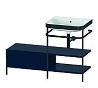 Duravit Happy D.2 Plus combinaison lavabo pour meuble HP4745N9898 120 x 49 cm, sans trou pour robinetterie, finition satinée bleu nuit, avec console en métal