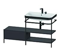 Duravit Happy D.2 Plus combinaison lavabo pour meuble HP4747E8080 140 x 49 cm, 2 trous pour robinetterie, graphite super mat, avec console en métal