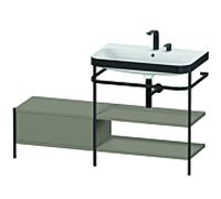 Duravit Happy D.2 Plus combinaison lavabo pour meuble HP4747E9292 140 x 49 cm, 2 trous pour robinet, gris pierre satiné, avec console en métal
