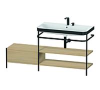 Duravit Happy D.2 Plus combinaison lavabo sur meuble HP4748E7171 160 x 49 cm, 2 trous pour robinetterie, chêne méditerranéen, avec console en métal