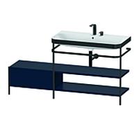 Duravit Happy D.2 Plus combinaison lavabo pour meuble HP4748E9898 160 x 49 cm, 2 trous pour robinetterie, finition satinée bleu nuit, avec console en métal