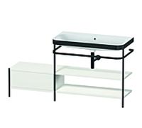 Combinaison lavabo pour meuble Duravit Happy D.2 Plus HP4748N3939 160 x 49 cm, sans trou pour robinet, blanc , avec console en métal