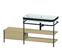 Duravit Happy D.2 Plus combinaison lavabo pour meuble HP4748N7171 160 x 49 cm, sans trou pour robinetterie, chêne méditerranéen, avec console en métal