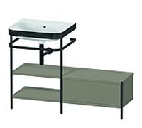 Duravit Happy D.2 Plus combinaison lavabo pour meuble HP4750N9292 120 x 49 cm, sans trou pour robinetterie, finition gris pierre satiné, avec console en métal