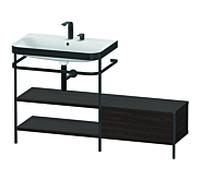 Duravit Happy D.2 Plus combinaison lavabo pour meuble HP4752E6969 140 x 49 cm, 2 trous pour robinetterie, noyer brossé, avec console en métal