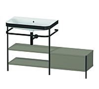 Duravit Happy D.2 Plus combinaison lavabo pour meuble HP4752N9292 140 x 49 cm, sans trou pour robinetterie, finition gris pierre satiné, avec console en métal