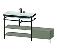 Duravit Happy D.2 Plus combinaison lavabo pour meuble HP4753E9292 160 x 49 cm, 2 trous pour robinet, gris pierre satiné, avec console en métal