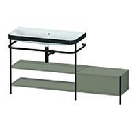 Duravit Happy D.2 Plus combinaison lavabo pour meuble HP4753N9292 160 x 49 cm, sans trou pour robinetterie, finition gris pierre satiné, avec console en métal
