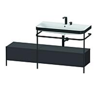 Duravit Happy D.2 Plus combinaison lavabo pour meuble HP4758E8080 160x49cm, avec console en métal, 2 trous pour robinetterie, graphite super mat