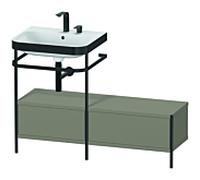 Duravit Happy D.2 Plus combinaison lavabo pour meuble HP4760E9292 120x49cm, avec console en métal, 2 trous pour robinetterie, gris pierre satiné mat
