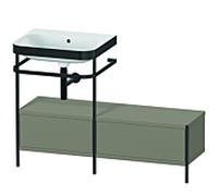 Duravit Happy D.2 Plus combinaison lavabo pour meuble HP4760N9292 120x49cm, avec console en métal, sans trou pour robinet, gris pierre satiné mat