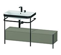 Duravit Happy D.2 Plus combinaison lavabo pour meuble HP4762E9292 140x49cm, avec console en métal, 2 trous pour robinetterie, finition satinée gris pierre