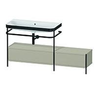 DURAVIT Happy D.2 Plus - Console métallique avec lavabo c-bonded avec 1 tiroir au centre et 1 tiroir à droite 1600x850x490mm taupe mat soyeux/taupe satiné mat