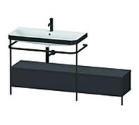 Duravit Happy D.2 Plus combinaison lavabo pour meuble HP4763O8080 160x49cm, avec console en métal, trou pour 2000 , graphite super mat