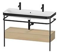 Duravit Happy D.2 Plus combinaison lavabo pour meuble HP4764O71710000 117,5x49cm, avec 1 trou pour robinetterie, console en métal, chêne méditerranéen