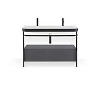 Duravit Happy D.2 Plus combinaison lavabo pour meuble HP4764O80800000 117,5x49cm, avec 1 trou pour robinetterie, console en métal, graphite super mat