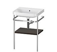 Duravit Happy D.2 Plus combinaison lavabo pour meuble HP4835N6969 57,5 x 49 cm, sans trou pour robinetterie, noyer brossé, avec console en métal